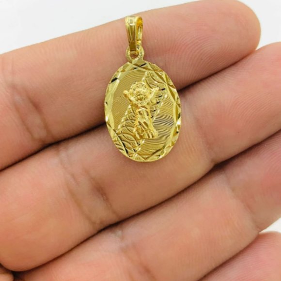 All Yellow Baby Jesus Medal Mariner link Chain 18" for Girls Boys Ladies 22x14mm - Picture 9 of 10